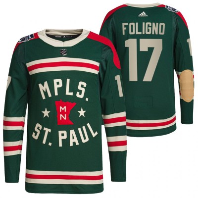 Minnesota Wild #17 Marcus Foligno Men's Adidas 2022 Winter Classic Authentic NHL Jersey Men's